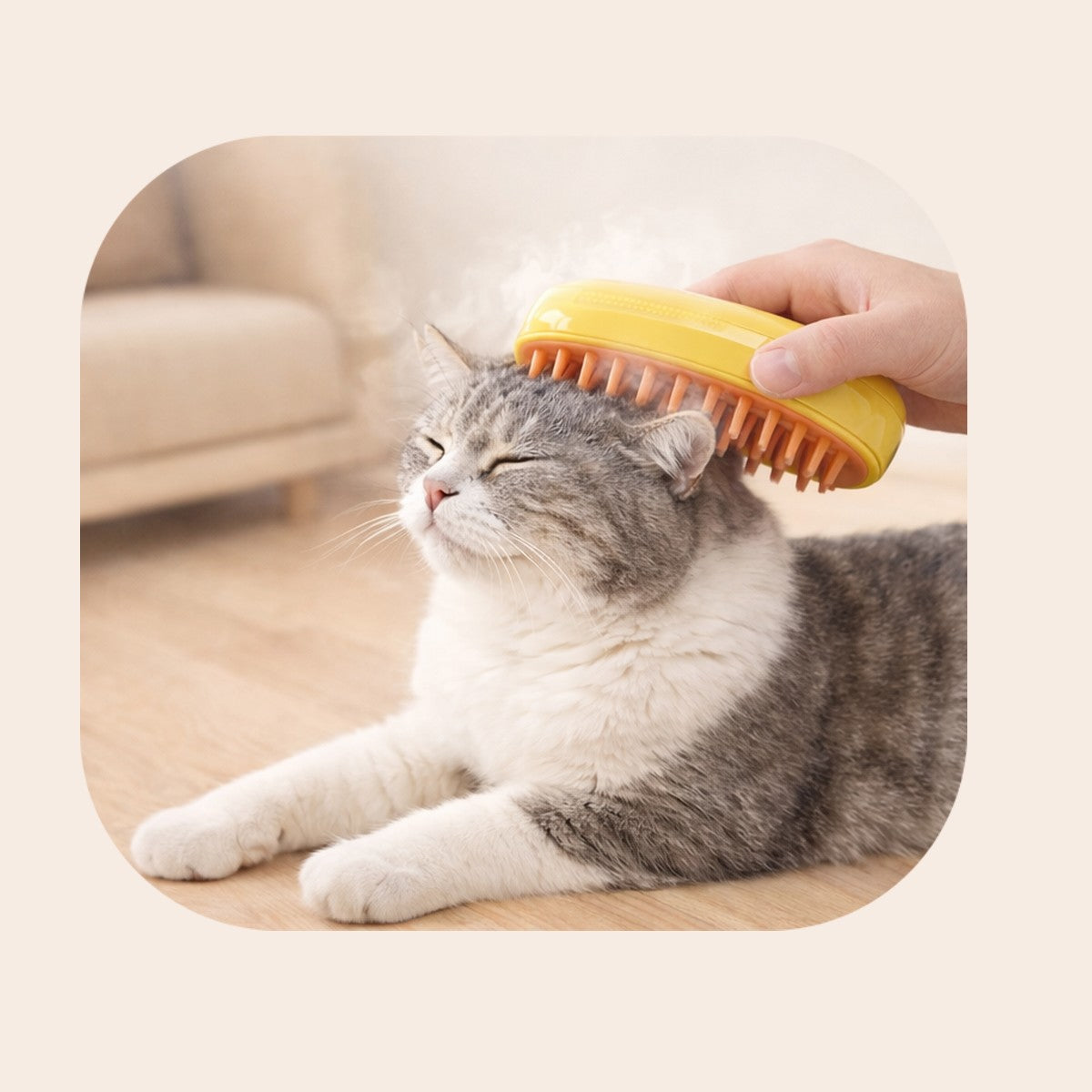 Brosse Vapeur 3-en-1 Chat & Chien : Anti-Poils et Massage