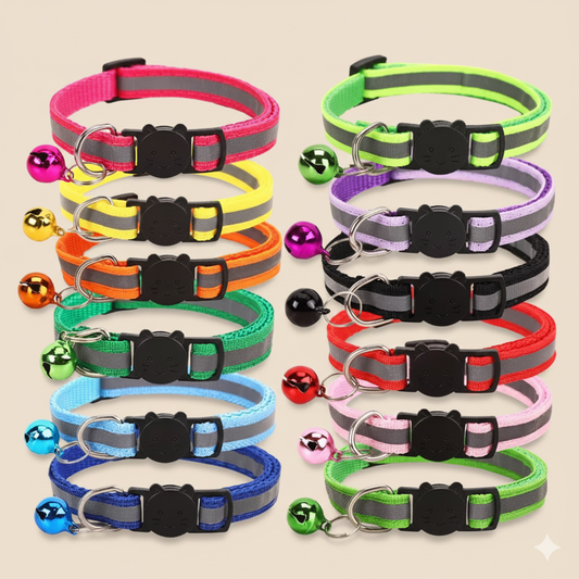 Collier réfléchissant avec clochette pour chat et petit chien – Ajustable